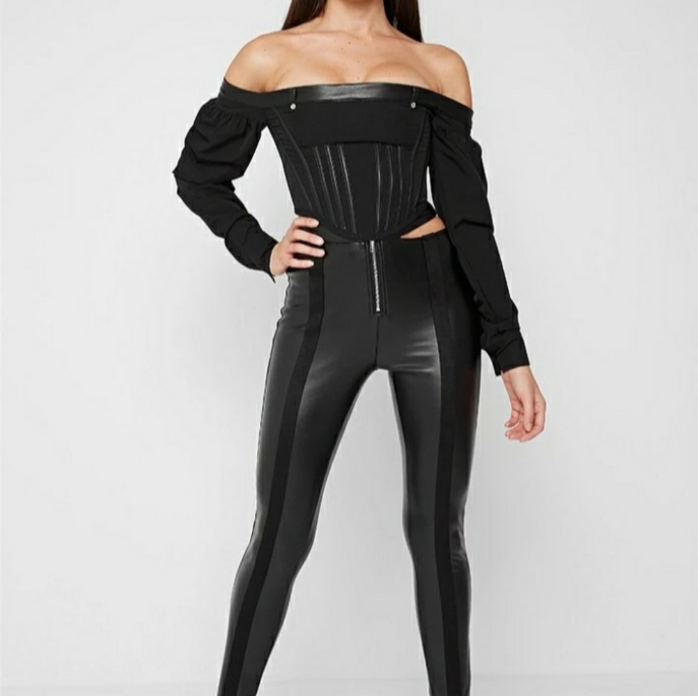 Cut out Vegan Leather Leggings